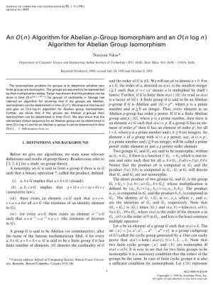 Algorithm for Abelian P-Group Isomorphism and an O(N Log N) Algorithm for Abelian Group Isomorphism