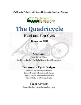 The Quadricycle Hand and Foot Cycle December 2010