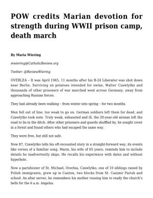 POW Credits Marian Devotion for Strength During WWII Prison Camp, Death March