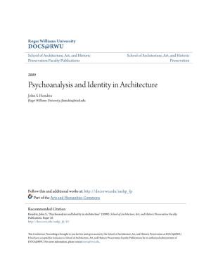Psychoanalysis and Identity in Architecture John S