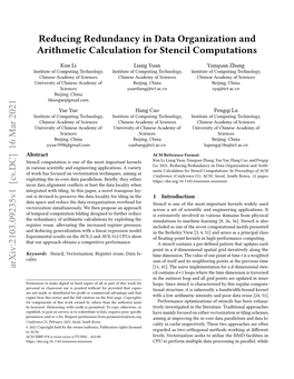 Reducing Redundancy in Data Organization and Arithmetic Calculation for Stencil Computations