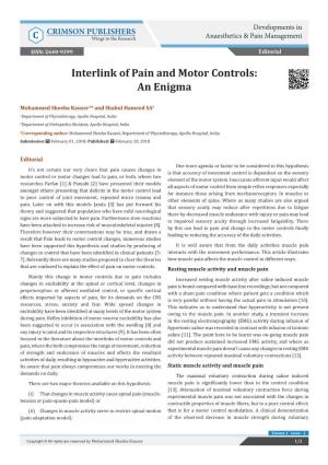 Interlink of Pain and Motor Controls: an Enigma
