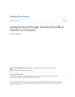 Maryland's First Black Women Law Graduates Taunya Lovell Banks