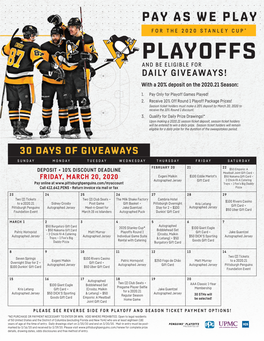 2020 Pay As We Play Stanley Cup Playoffs Brochure