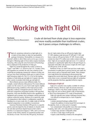 Working with Tight Oil