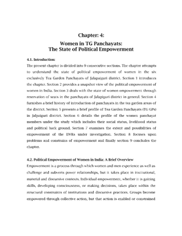 Chapter: 4: Women in TG Panchayats: the State of Political