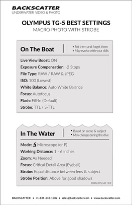 Download the Olympus TG-5 Settings Guides