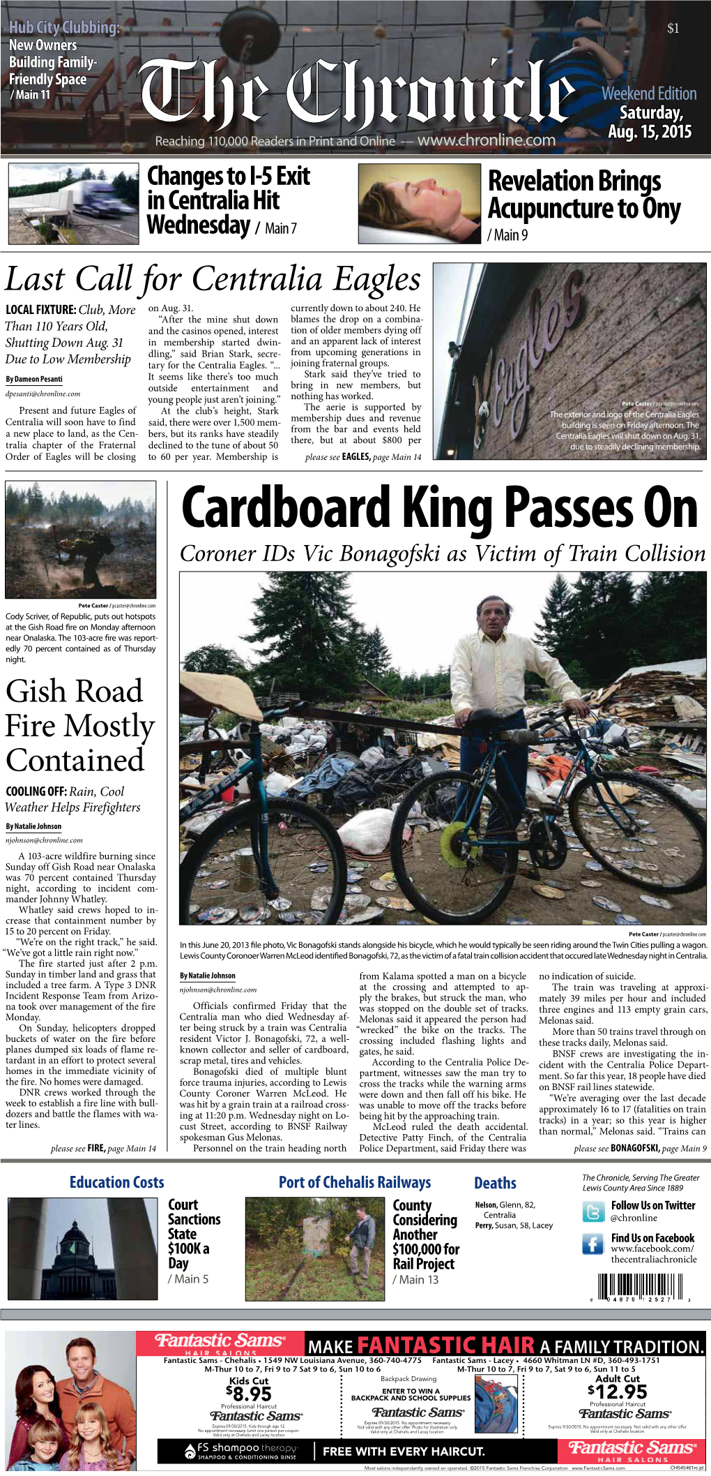 Cardboard King Passes on Coroner Ids Vic Bonagofski As Victim of Train Collision