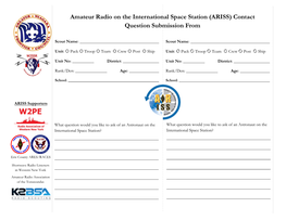Amateur Radio on the International Space Station (ARISS) Contact Question Submission From