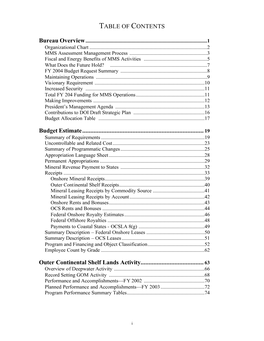 FY 2004 Budget Request Summary