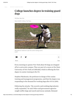 College Launches Degree in Training Guard Dogs | World | the Times