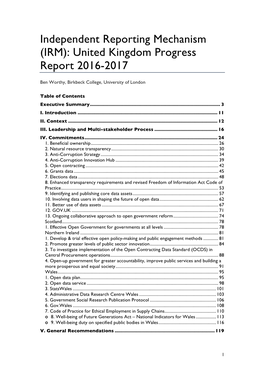 United Kingdom Progress Report 2016-2017