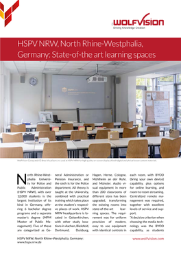 HSPV NRW, North Rhine-Westphalia, Germany: State-Of-The Art Learning Spaces
