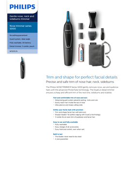 NT5171/15 Philips Gentle Nose, Neck and Sideburns Trimmer