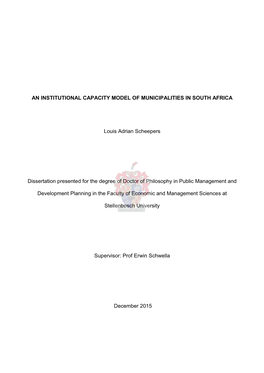 An Institutional Capacity Model for Municipalities in South Africa