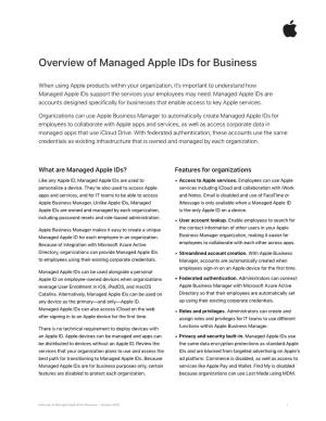 View the Managed Apple Ids for Business Overview