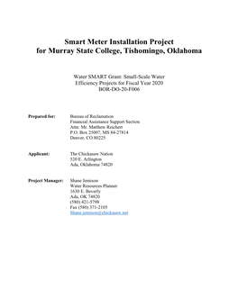 Smart Meter Installation Project for Murray State College, Tishomingo, Oklahoma