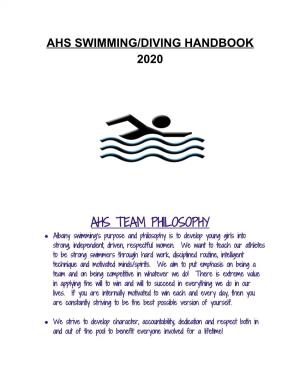 Ahs Swimming/Diving Handbook 2020 Ahs Team Philosophy