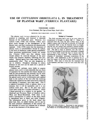 Use of Cotyledon Orbiculata L. in Treatment of Plantar Wart (Verruca Plantaris)