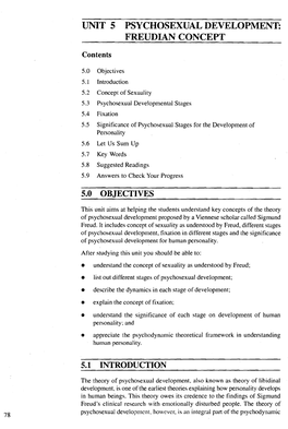 Unit 5 Psychosexual Development: Freudian Concept