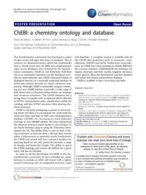 Chebi: a Chemistry Ontology and Database