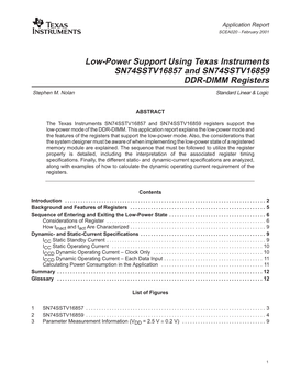 "Low-Power Support Using Texas Instruments SN74SSTV16857 and SN74SSTV16859"