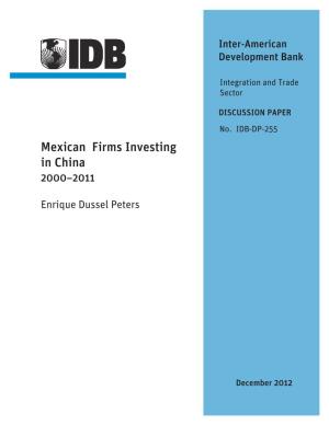 Mexican Firms Investing in China 2000–2011