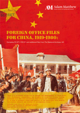 Foreign Office Files for China, 1919-1980 Is an Archives Direct Series