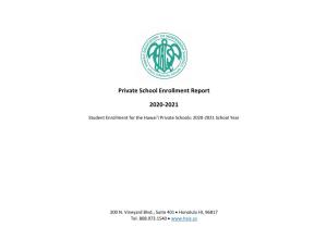 Private School Enrollment Report 2020-2021