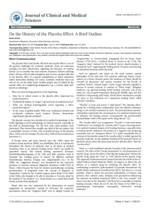 On the History of the Placebo Effect: a Brief Outline