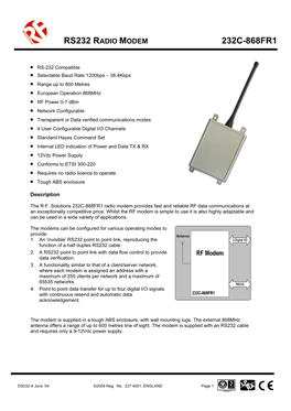 Rs232 Radio Modem 232C-868Fr1