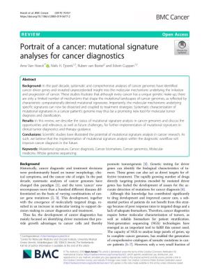 Mutational Signature Analyses for Cancer Diagnostics Arne Van Hoeck1* , Niels H