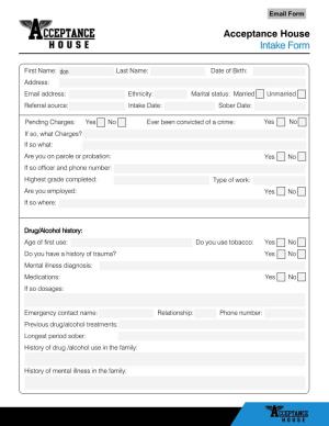 Acceptance House Intake Form