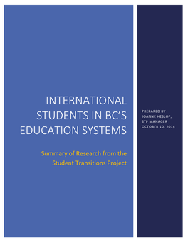 International Students in BC's Education Systems