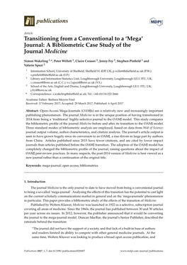 'Mega' Journal: a Bibliometric Case Study of the Journal Medicine