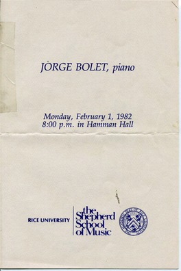 JORGE BOLET, Piano