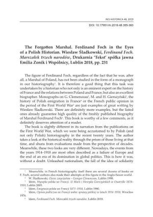 The Forgotten Marshal. Ferdinand Foch in the Eyes of a Polish Historian