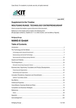 NANO-X Gmbh Table of Contents