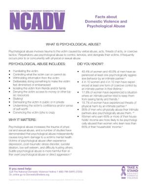 Facts About Domestic Violence and Psychological Abuse