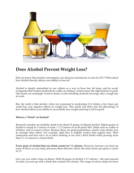 Alcohol and Weight Loss