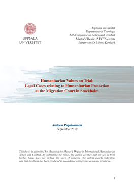 Legal Cases Relating to Humanitarian Protection at the Migration Court in Stockholm