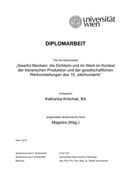 Diplomarbeit Gwerful Mechain