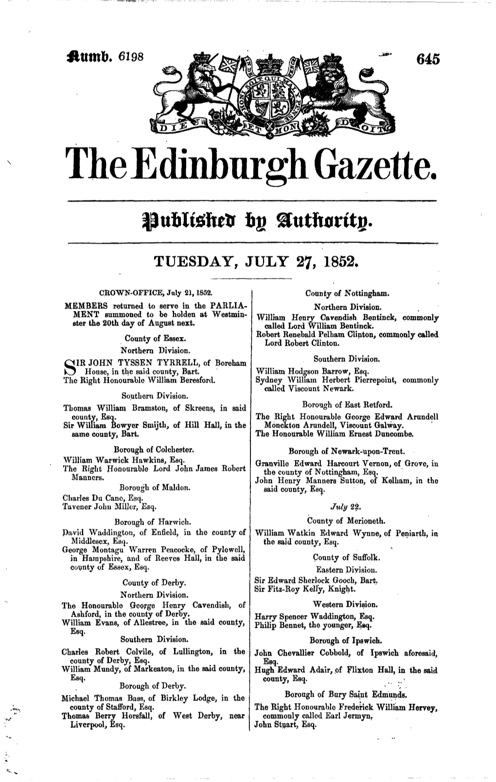 Theedinburgh Gazette. |3Ufcltsltctr Fcg Stutitoritp