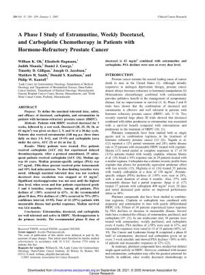 A Phase I Study of Estramustine, Weekly Docetaxel, and Carboplatin Chemotherapy in Patients with Hormone-Refractory Prostate Cancer