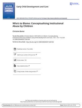 Conceptualising Institutional Abuse by Children