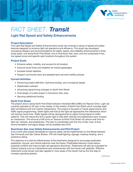 FACT SHEET: Transit Light Rail Speed and Safety Enhancements