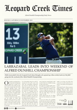 Larrazabal Leads Into Weekend of Alfred Dunhill Championship