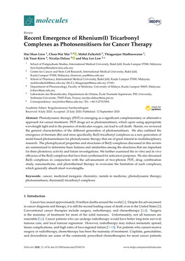Recent Emergence of Rhenium(I) Tricarbonyl Complexes As Photosensitisers for Cancer Therapy