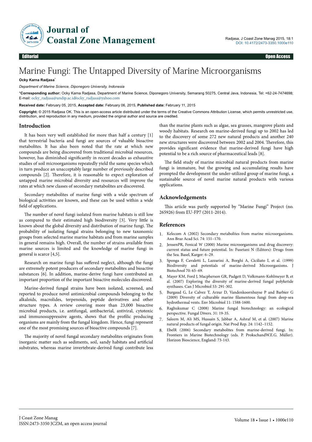 Marine Fungi: the Untapped Diversity of Marine Microorganisms