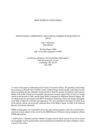 Institutions, Competition, and Capital Market Integration in Japan